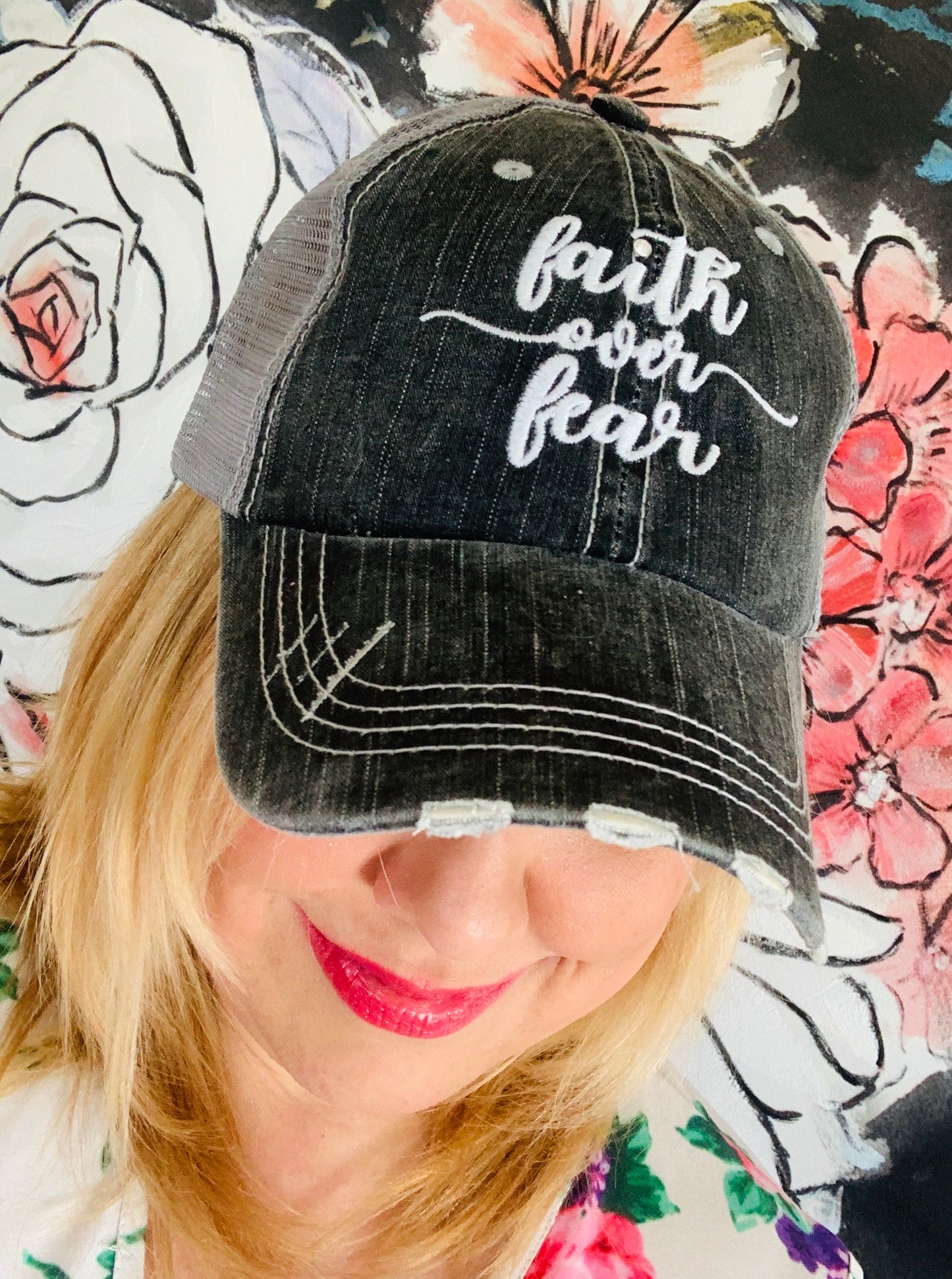 Softball hats Softball mom Softball hair dont care Embroidered gray distressed adjustable trucker caps Personalizable Softball forever - Stacy's Pink Martini Boutique