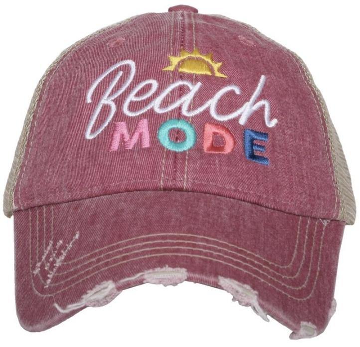 Beach hats Beach mode Personalize Embroidered distressed trucker caps 3 colors - Stacy's Pink Martini Boutique