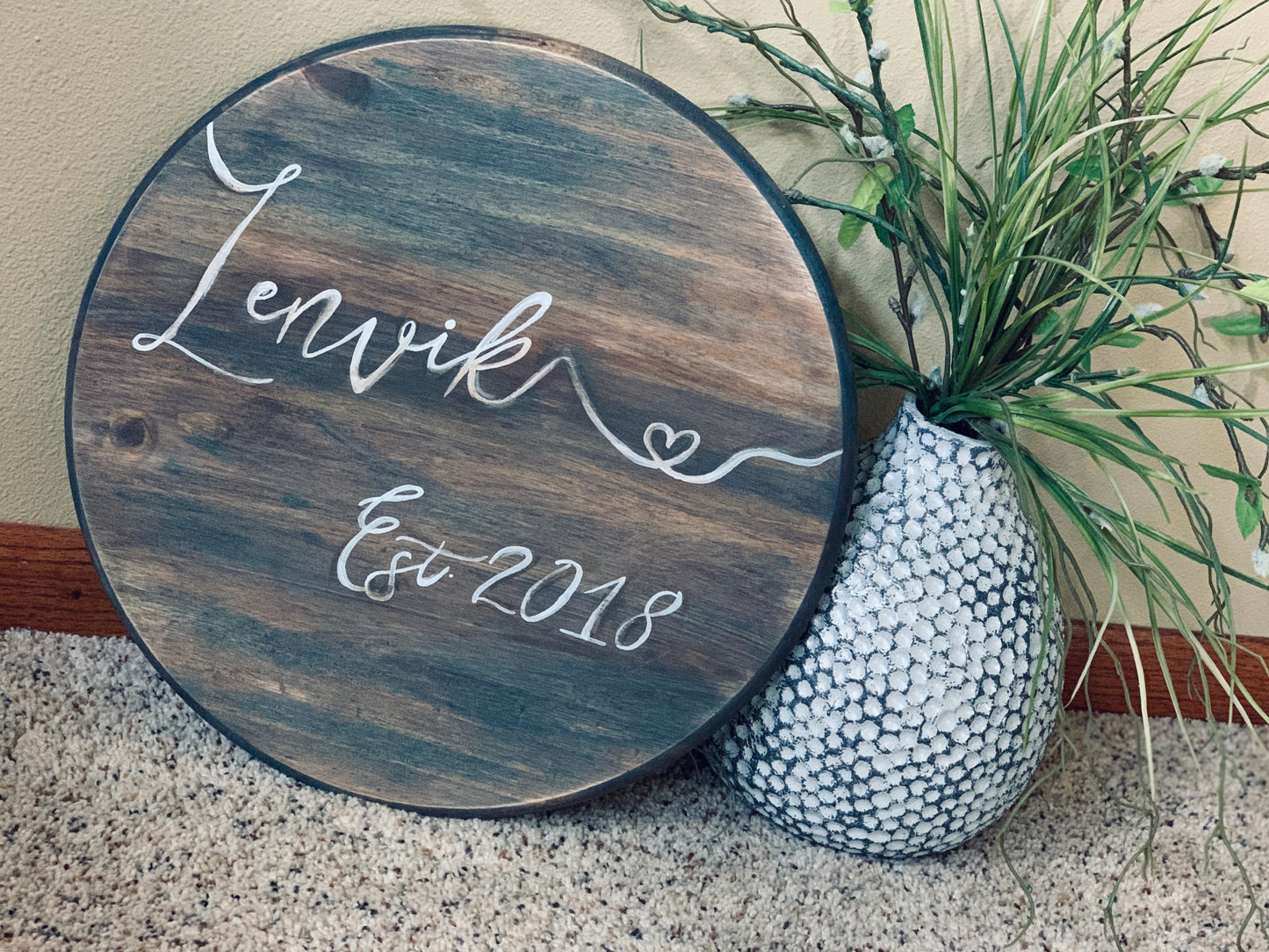 Wood signs or tray with handles { Round } Hand painted. 24 inches round. High quality pine. Custom colors. Great housewarming or wedding gift. - Stacy's Pink Martini Boutique