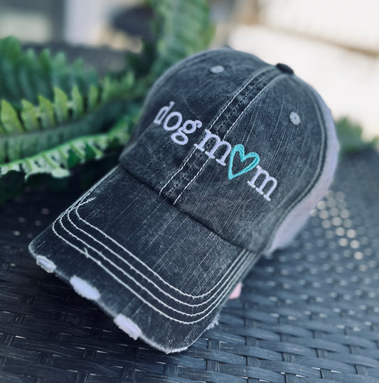 Dog mom hats Embroidered distressed gray caps Unisex Paw Heart