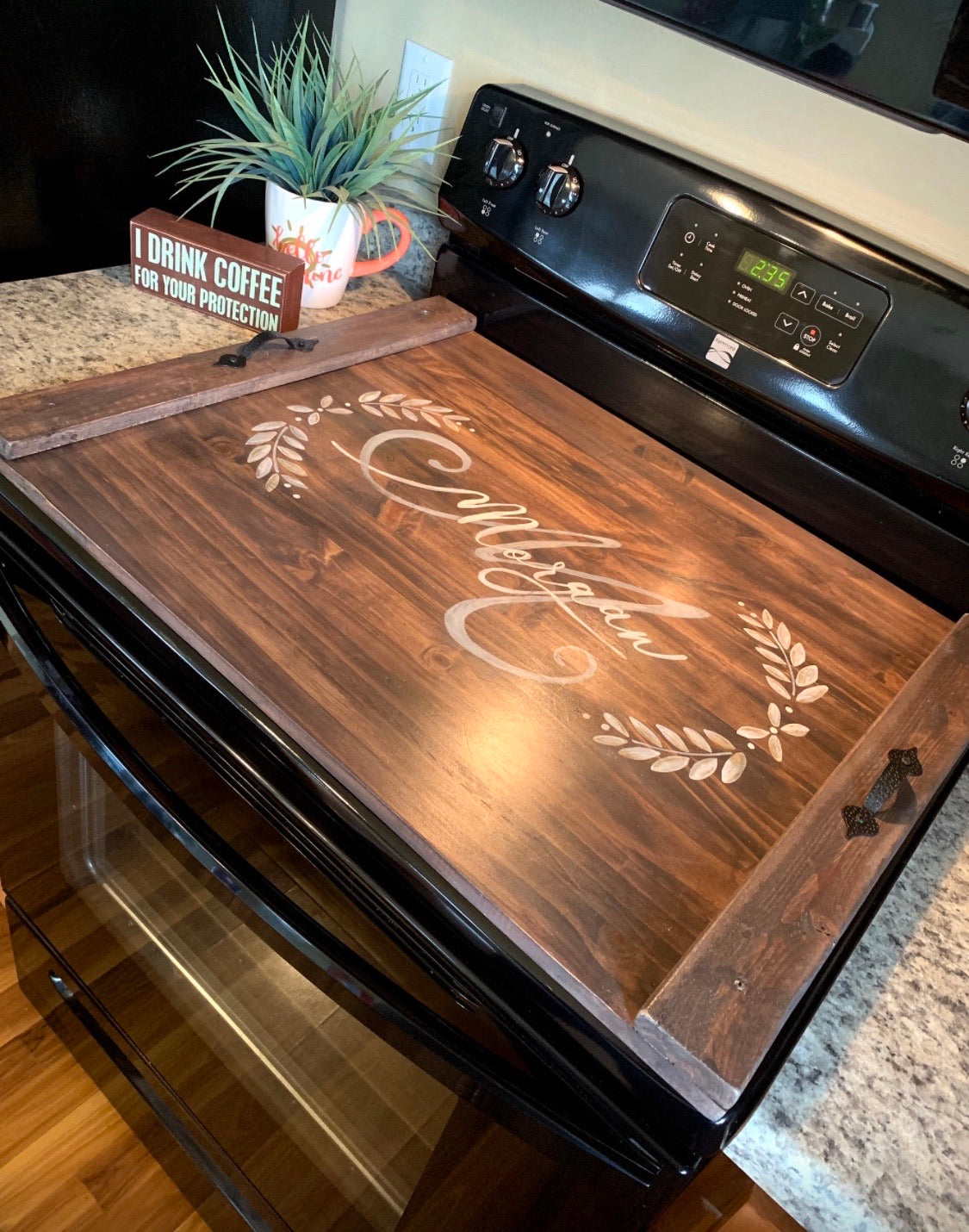 Stove & sink cover { Pine } You choose color. Stained & painted. 4 coats polyurethane. Handles. 3 ft long x 24 inch. 2 in 1! You choose color. - Stacy's Pink Martini Boutique