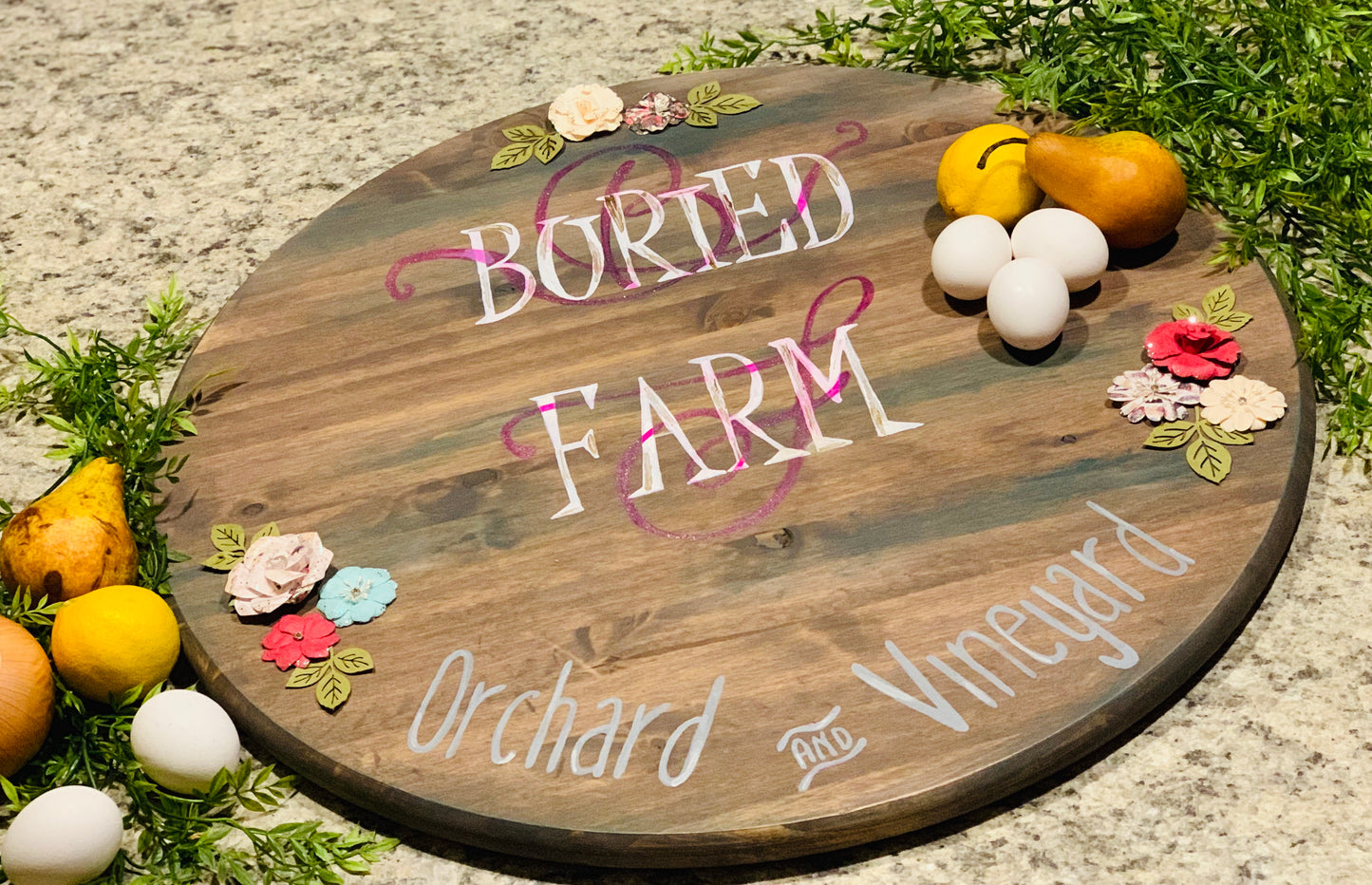 Custom wood signs & tray. Hand painted by Stacy. They are not vinyl. They are one of a kind pieces with blended and stains and hand done! - Stacy's Pink Martini Boutique