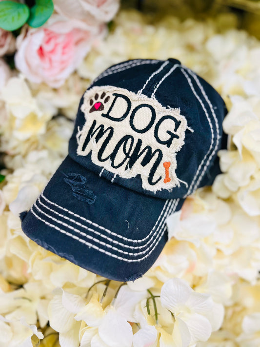 Dog hats Dog mom Embroidered distressed adjustable cap Paw print