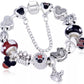 Bracelet { Mickey Mouse } Bracelet { Minney Mouse } Bow. Silver. Red. Dots. Hearts. Mickey Mouse. Glass beads. Safety chain. Assorted sizes. Search Mickey Mouse and Minnie Mouse for other items! FREE ship in USA! Pandora style. - Stacy's Pink Martini Boutique