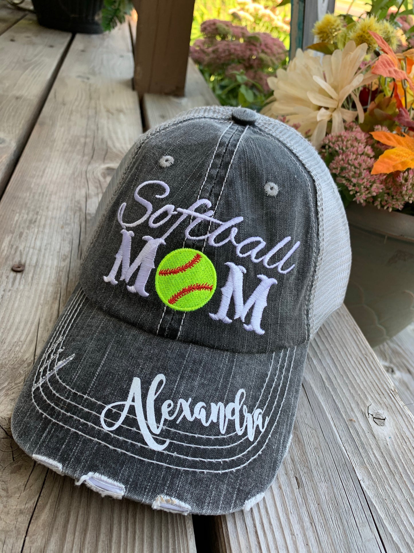Sports mom Hats! Mom trucker caps-Customize-number-names-BLING! Hockey sticks. Mama. Womens distressed adjustable caps. Hockey mom. - Stacy's Pink Martini Boutique