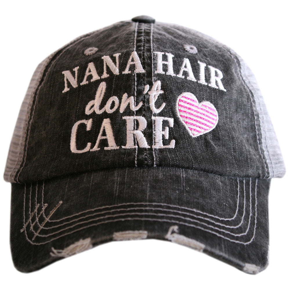 Baseball Grandma • Mimi • Nana • Gigi | Embroidered gray distressed trucker caps | Personalize - Stacy's Pink Martini Boutique