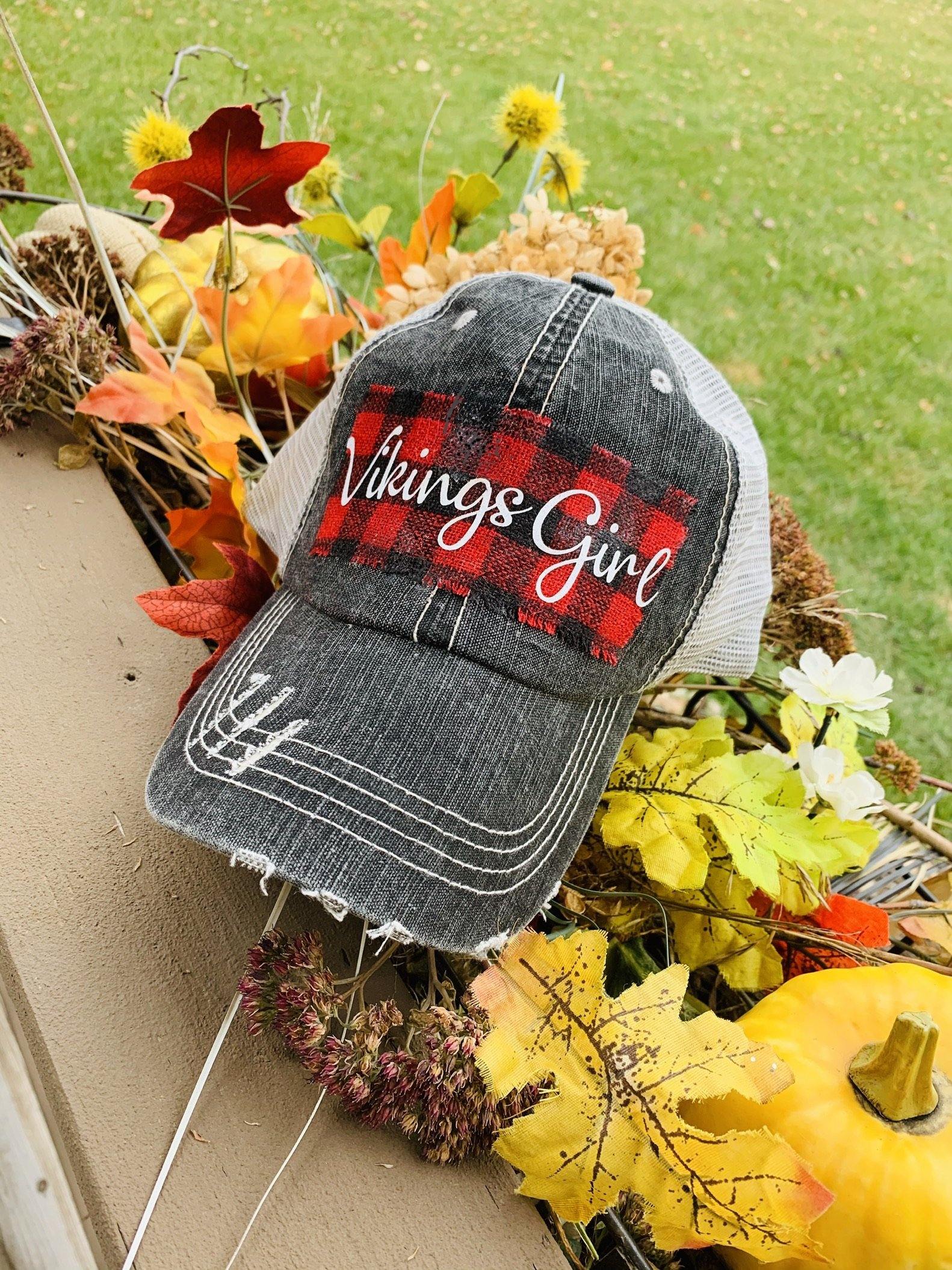 Hats { Blessed mama } Gray distressed with buffalo plaid in red and black check adjustable Velcro. Any custom sating available. - Stacy's Pink Martini Boutique