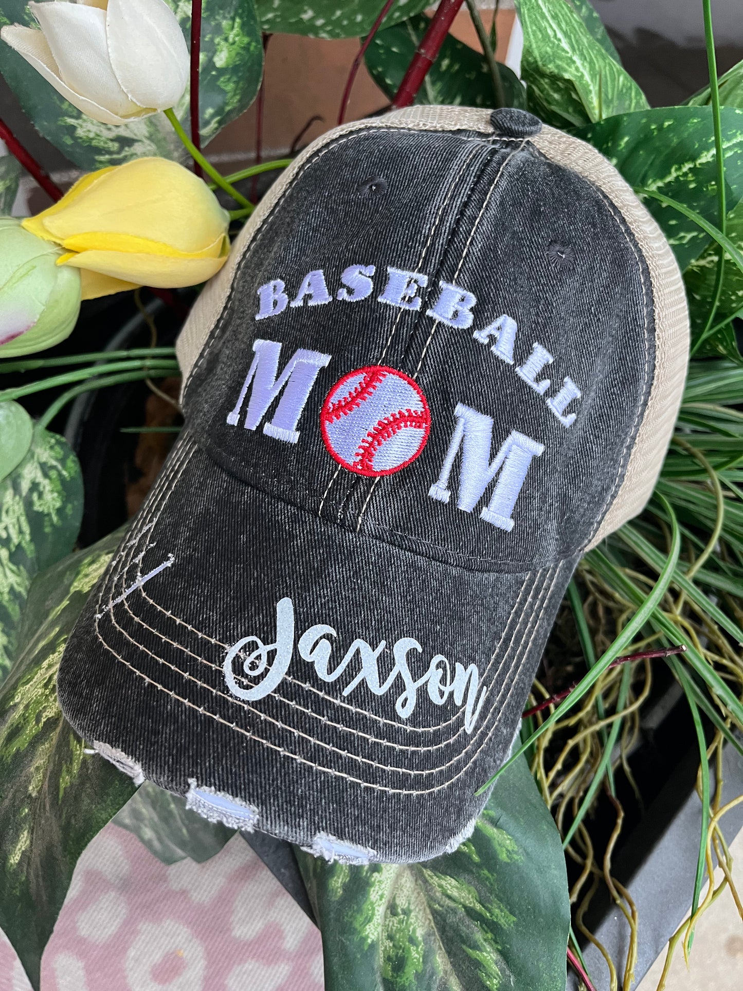 Softball hats Softball mom Softball hair dont care Embroidered gray distressed adjustable trucker caps Personalizable Softball forever - Stacy's Pink Martini Boutique