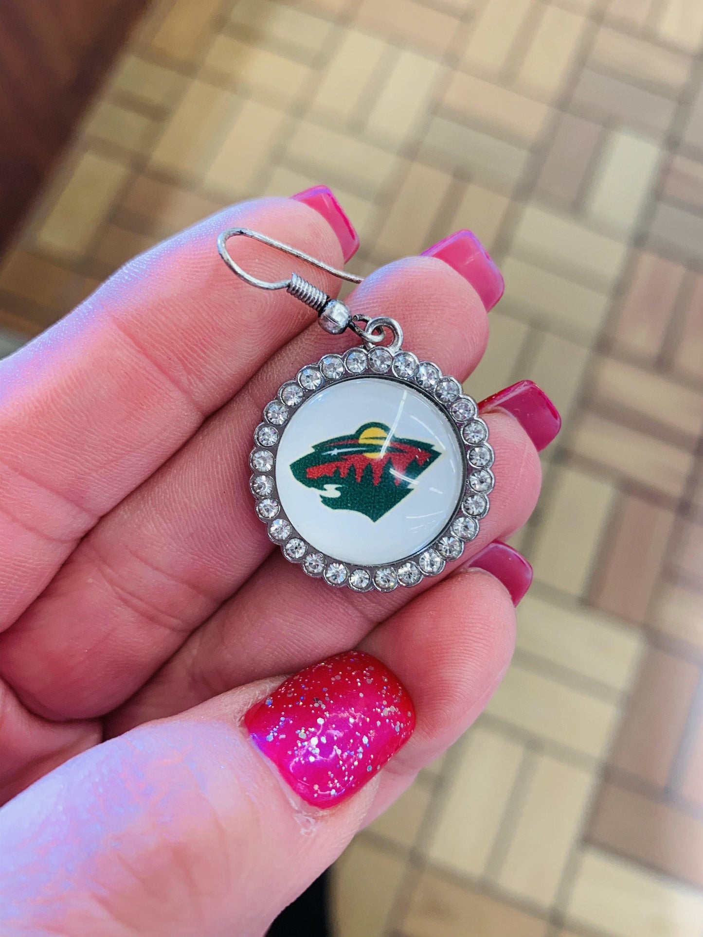 Earrings. Necklace Bracelet Keychain { Minnesota Wild } Hockey. Any team. - Stacy's Pink Martini Boutique