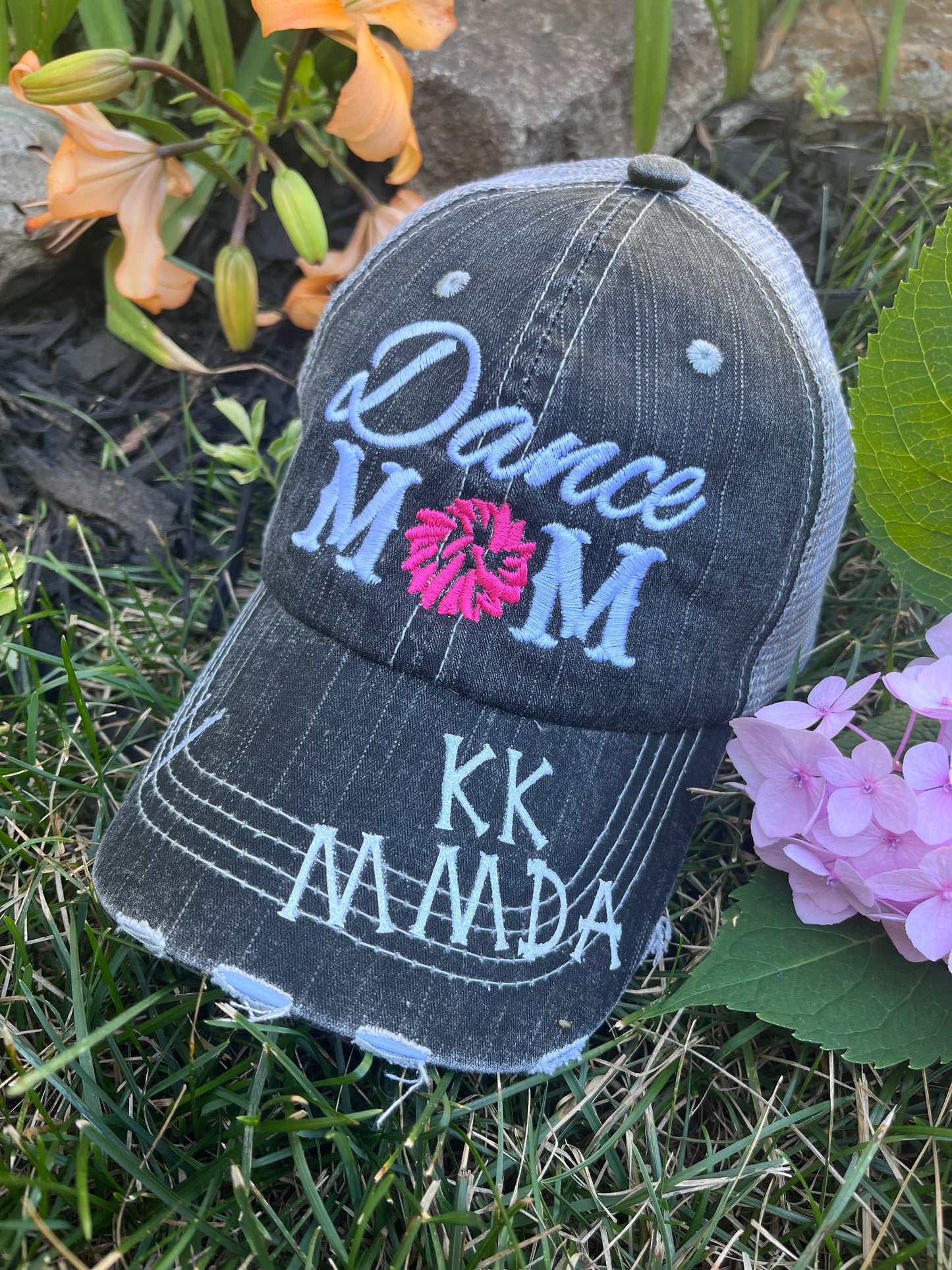 Wrestling mom hats Personalized embroidered gray womens trucker caps Sports Mama Bling