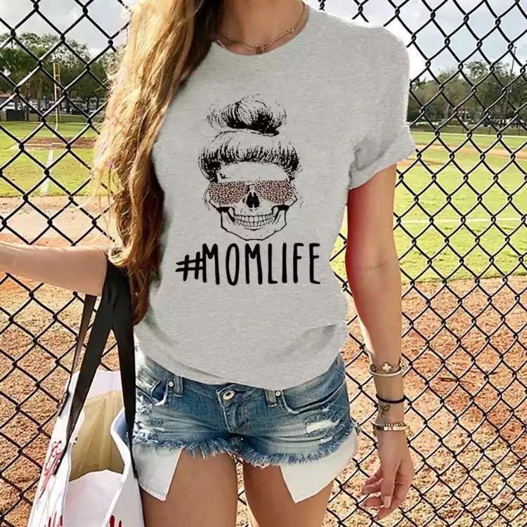 Mom t-shirts { Skull • #momlife • sunglasses • messy bun } S - XXL Free shipping! - Stacy's Pink Martini Boutique