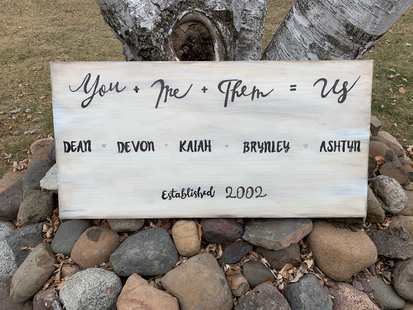 Wood signs { Hand painted } You + Me + Them = Us. Solid pine. Family. Wood. Signs. Barn wood. - Stacy's Pink Martini Boutique