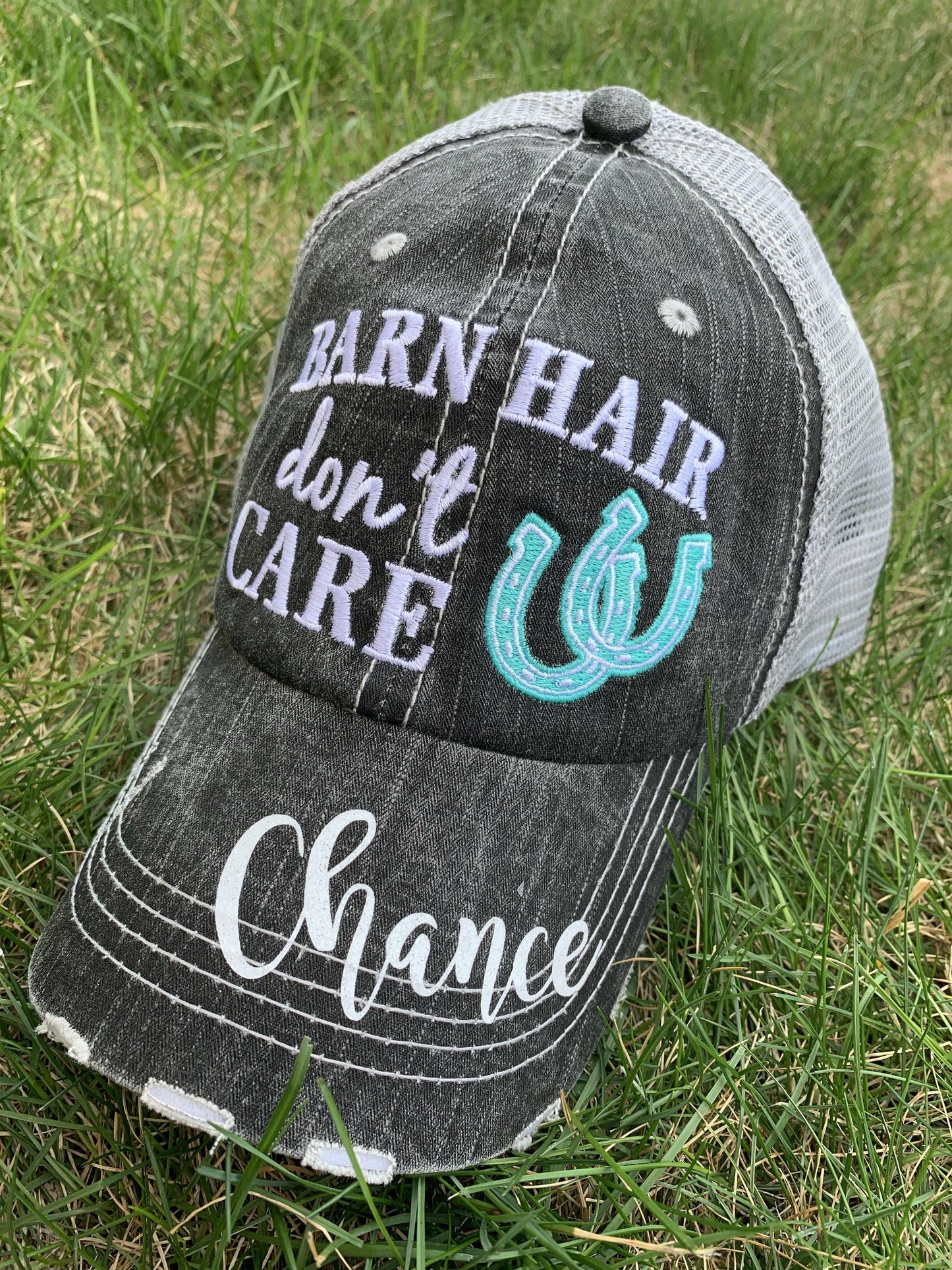 Boating Hats { Boat hair don’t care } Teal or pink anchor. Embroidered •  Trucker cap • - Stacy's Pink Martini Boutique