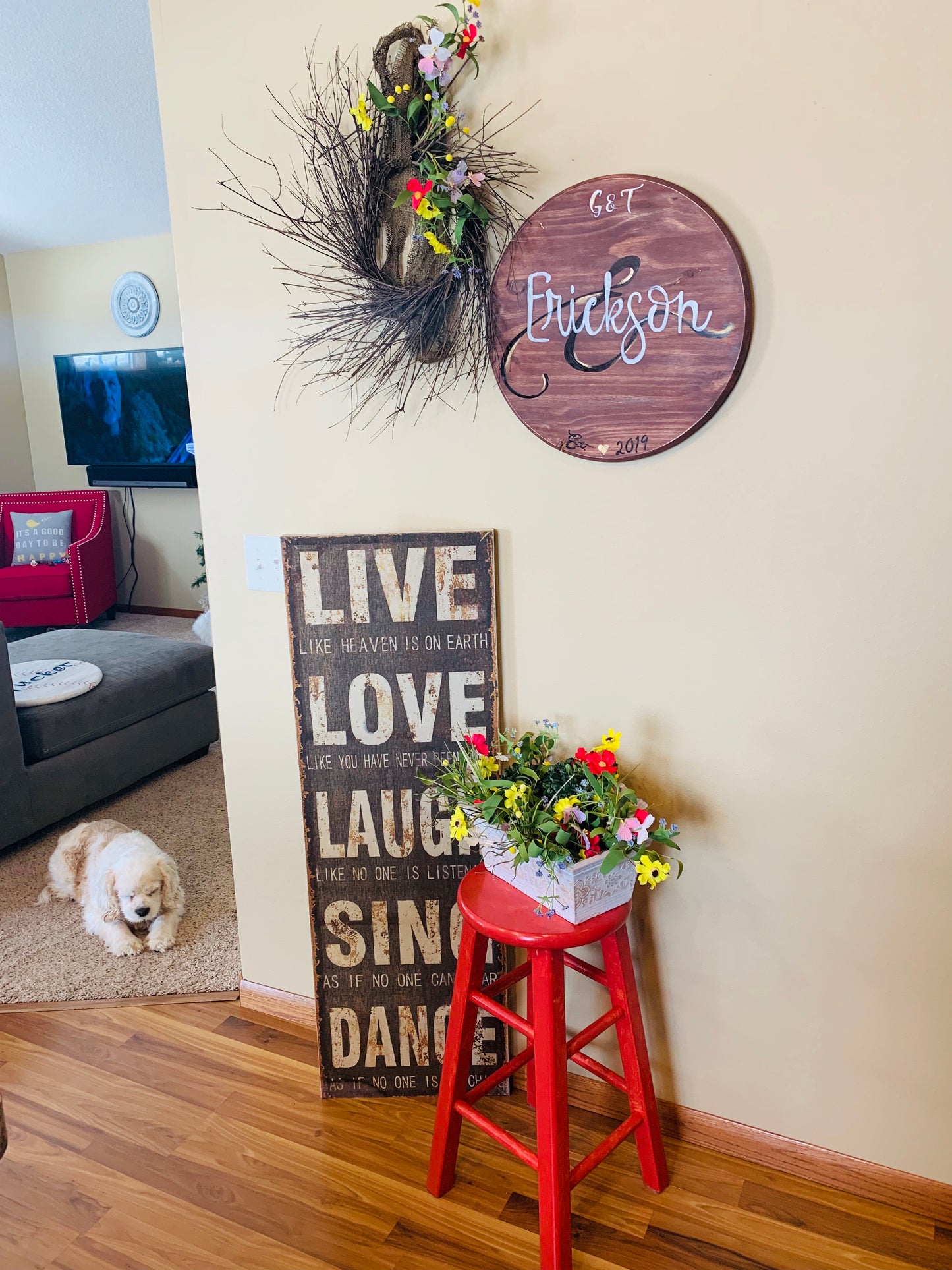 Custom wood signs & tray. Hand painted by Stacy. They are not vinyl. They are one of a kind pieces with blended and stains and hand done! - Stacy's Pink Martini Boutique