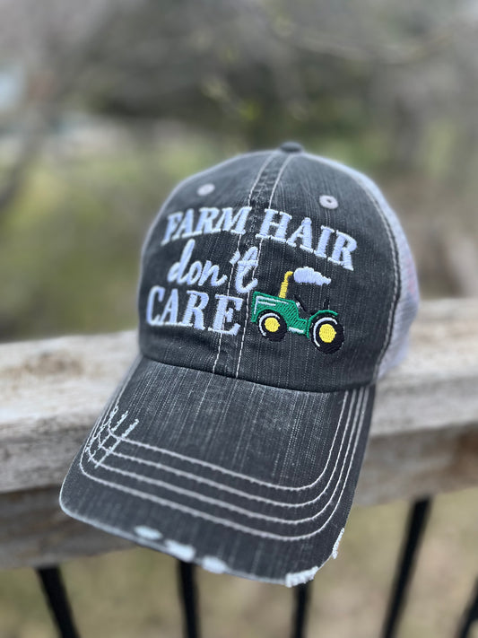 Farm Hat Farm hair dont care Tractor Embroidered unisex trucker cap John Deere green
