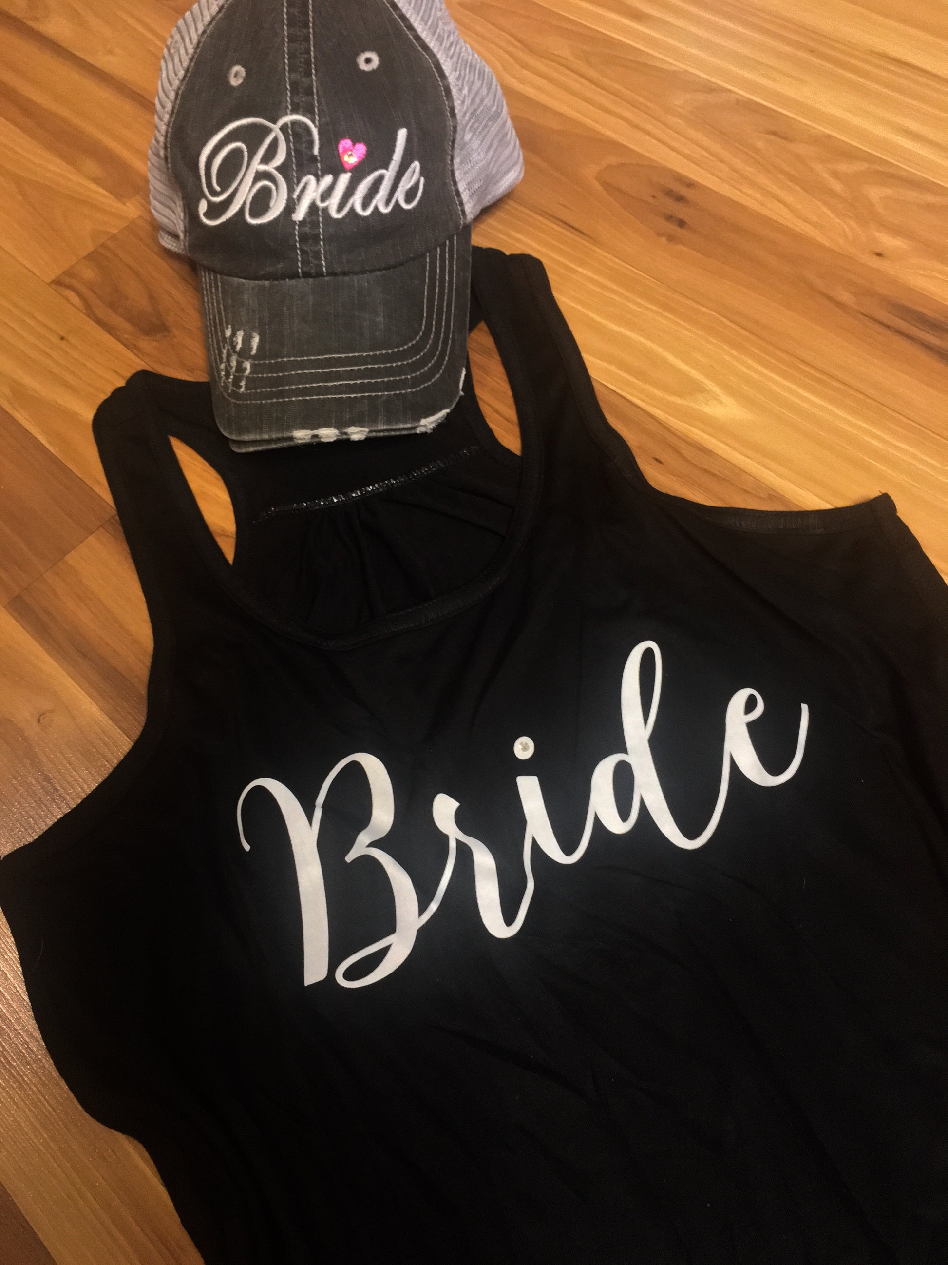 Hats and tanks { Bride } 1 gray hat $12 clearance. 1 black XL tank $15 clearance. - Stacy's Pink Martini Boutique