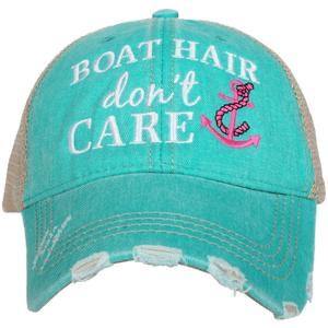 Boating hats Boat hair don’t care hats 4 colors Embroidered distressed trucker caps Anchor - Stacy's Pink Martini Boutique