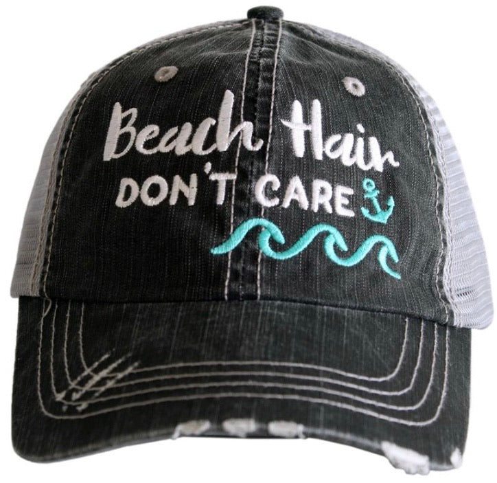 Beach hats and tanks Embroidered distressed trucker caps. - Stacy's Pink Martini Boutique