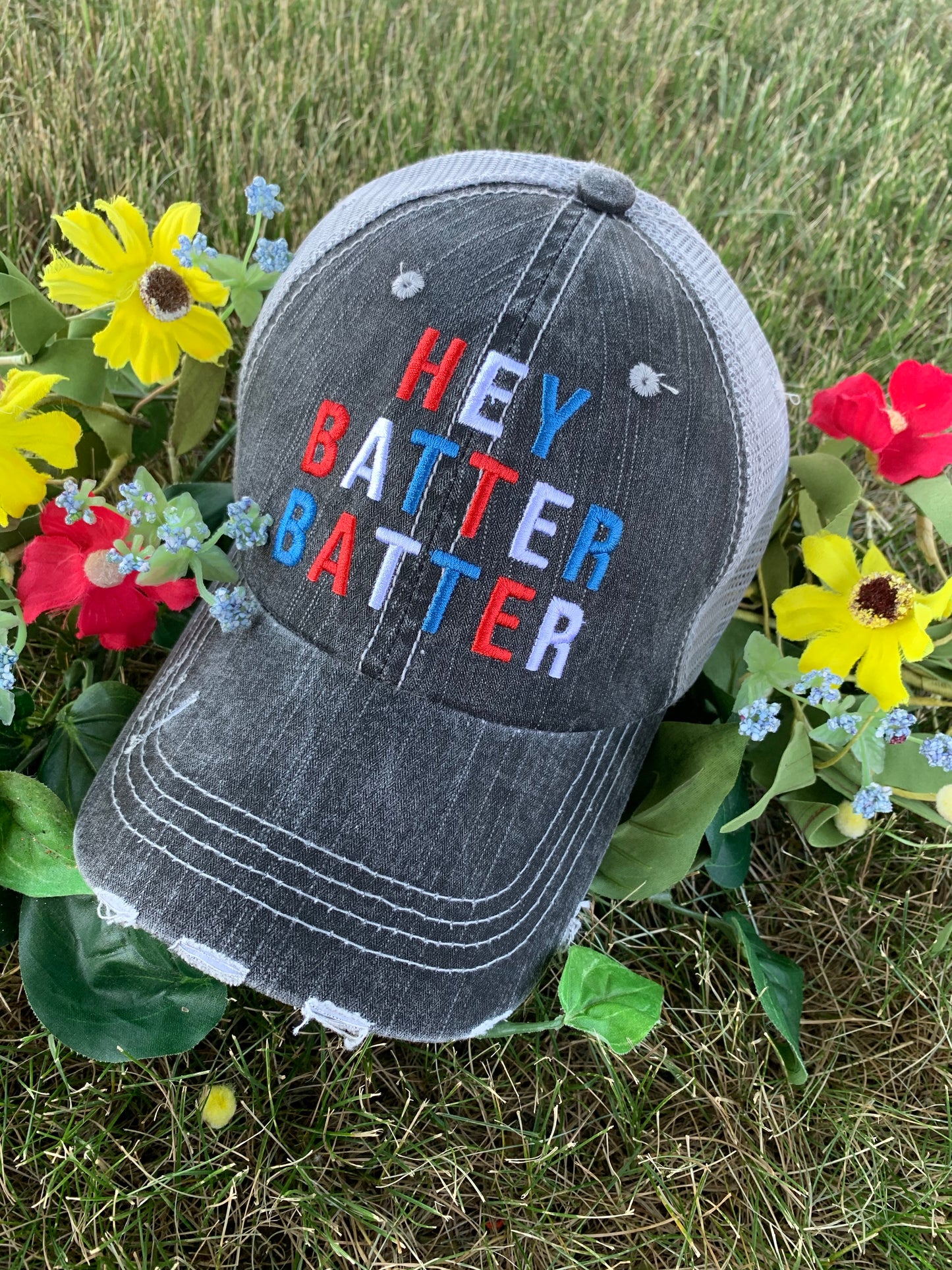 Personalized Mom hats Baseball mom Embroidered womens distressed trucker cap Sports - Stacy's Pink Martini Boutique