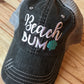 Hat { Beach Bum } 3 styles / colors. Seashells. Embroidered distressed trucker caps with adjustable velcro and hole for pony. - Stacy's Pink Martini Boutique