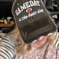 Gameday is the best day Football Gray embroidered distressed unisex trucker cap Sports NFL Super Bowl Team Coach Football mom Tailgating