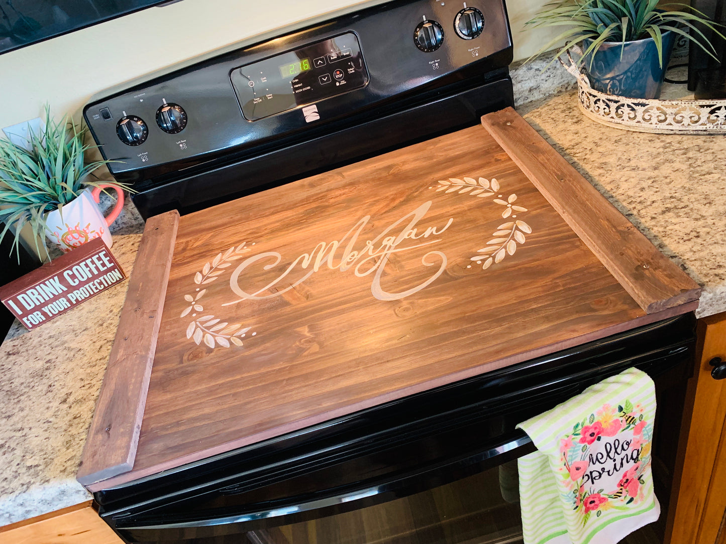 Stove & sink cover { Pine } You choose color. Stained & painted. 4 coats polyurethane. Handles. 3 ft long x 24 inch. 2 in 1! You choose color. - Stacy's Pink Martini Boutique