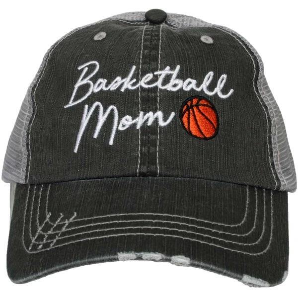 Mom hats • Basketball mom • Embroidered, distressed trucker cap - Stacy's Pink Martini Boutique