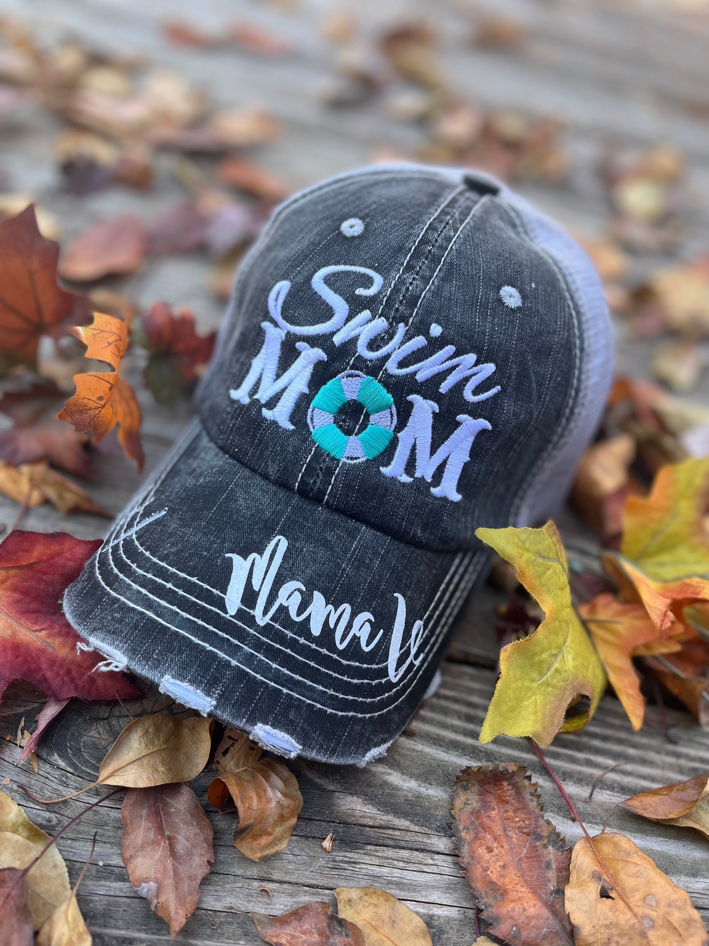 Wrestling mom hats Personalized embroidered gray womens trucker caps Sports Mama Bling