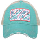 Blessed hats Blessed hot mess Simply blessed Crosses Embroidered distressed adjustable trucker caps - Stacy's Pink Martini Boutique