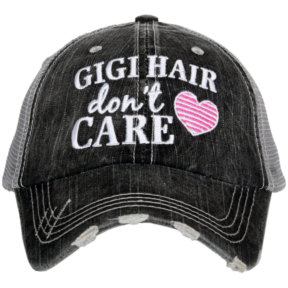 Baseball Grandma • Mimi • Nana • Gigi | Embroidered gray distressed trucker caps | Personalize - Stacy's Pink Martini Boutique