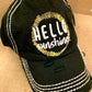 HELLO SUNSHINE hat Embroidered black distressed womens trucker cap - Stacy's Pink Martini Boutique