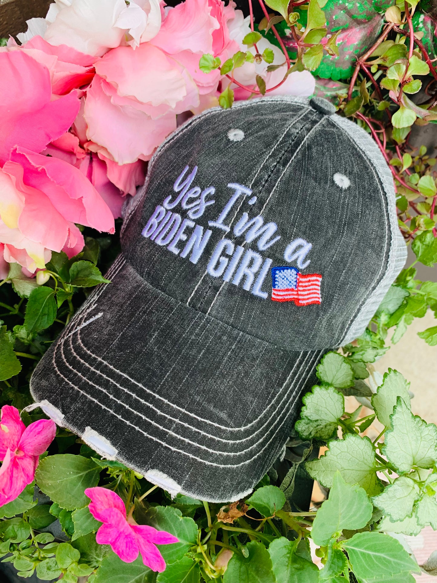 TRUMP & Biden hats! | Trump hair dont care | YES I’m a Trump girl | Yes I’m a Biden girl | American flag | USA - Stacy's Pink Martini Boutique