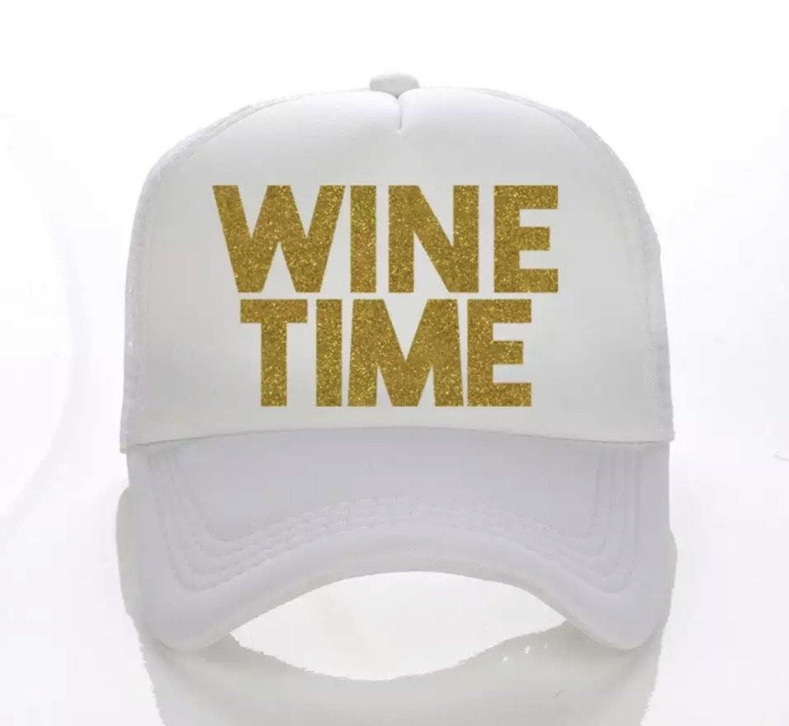 Hats { Wine time } Assorted colors. Trucker cap. Adjustable snapback. - Stacy's Pink Martini Boutique