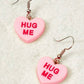 Gnome earrings Valentines heart red pink Dangle Faux leather Love Candy hearts Hug me Jewelry Necklaces