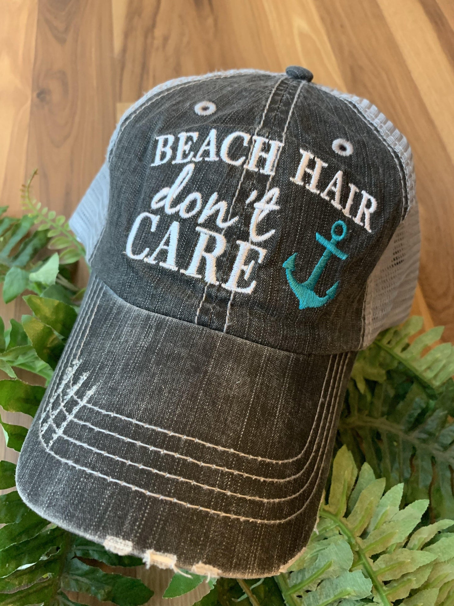 Boating Hats { Boat hair don’t care } Teal or pink anchor. Embroidered •  Trucker cap • - Stacy's Pink Martini Boutique