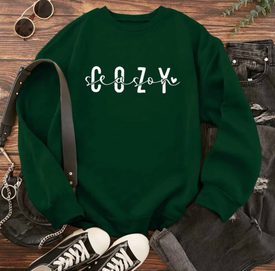 Cozy season sweatshirts Black Green Red Cream
