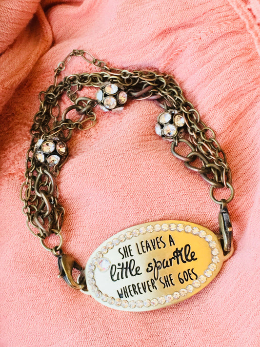 Bracelet { She leaves a little sparkle wherever she goes } Choose style & color of bracelet. - Stacy's Pink Martini Boutique