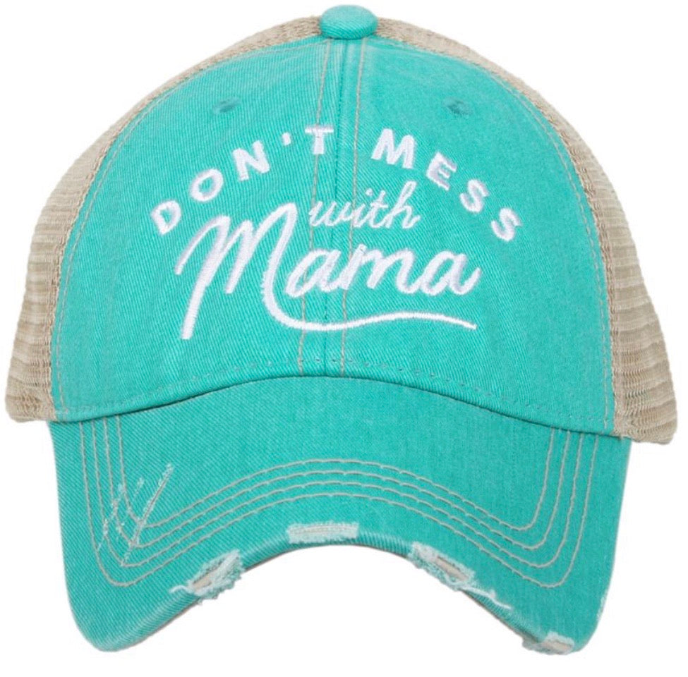 Mom hats! Dont mess with Mama | Embroidered distressed womens trucker cap | 4 colors!  Black • Wine • Light pink • Teal | Mama bear | Mommin ain’t easy | Tired as a mother - Stacy's Pink Martini Boutique