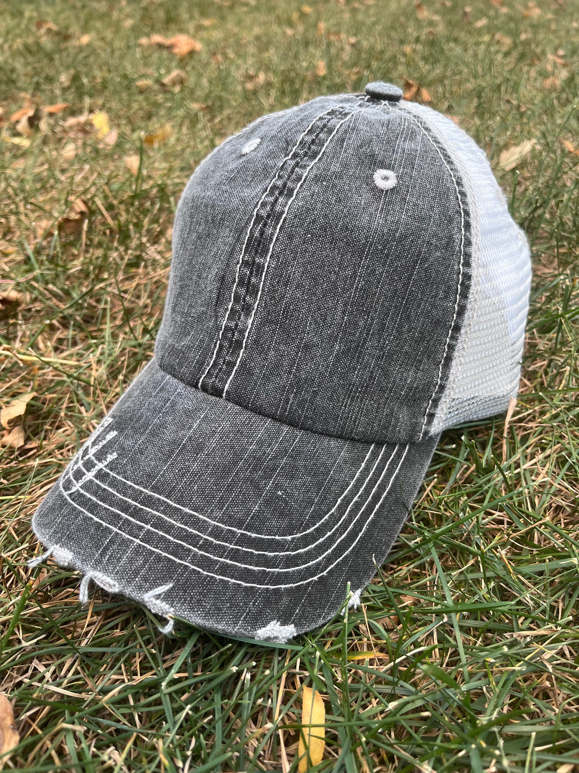 Hats Blank. Distressed Vintage Trucker Hat with adjustable. Gray. Leopard.