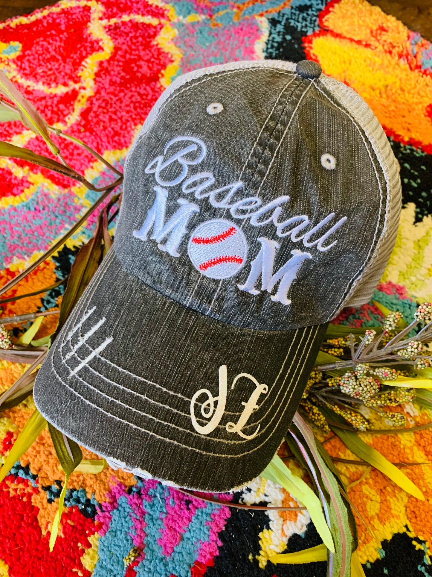 Personalized football hats Football mom Embroidered womens trucker caps - Stacy's Pink Martini Boutique