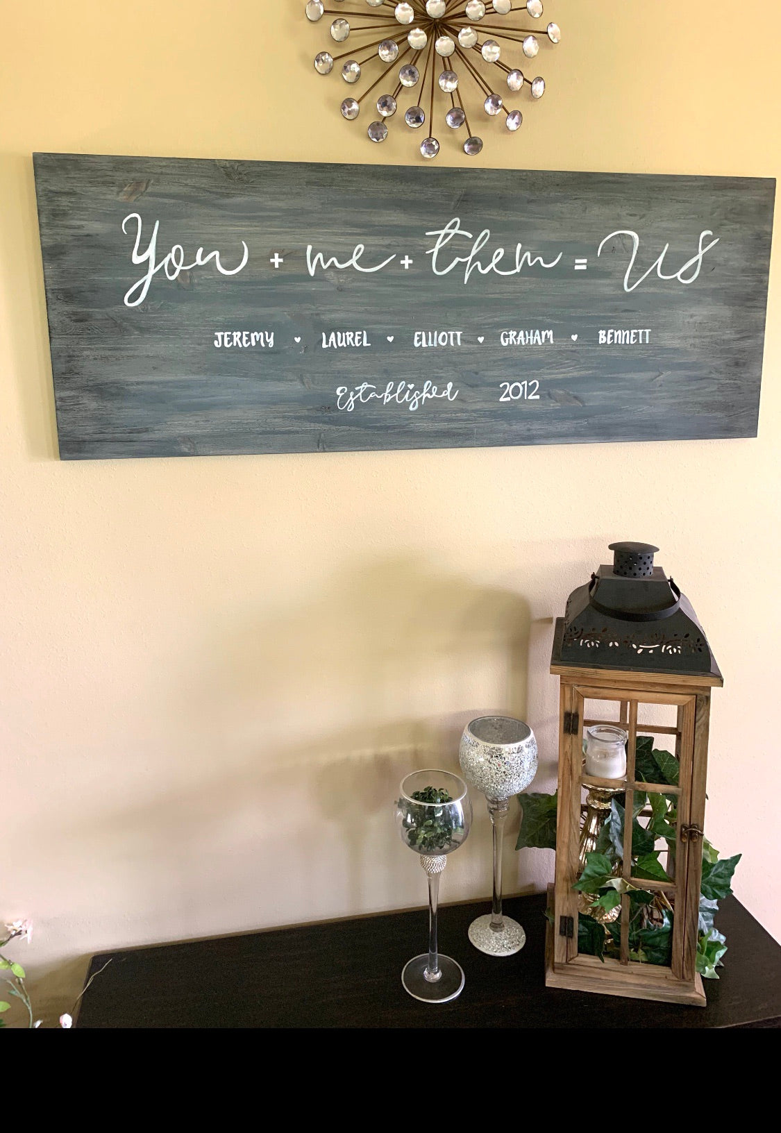 Wood signs { Hand painted } You + Me + Them = Us. Solid pine. Family. Wood. Signs. Barn wood. - Stacy's Pink Martini Boutique