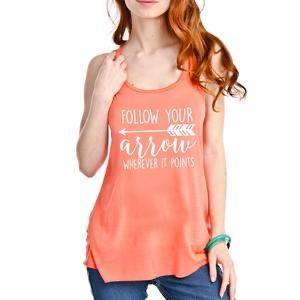 Follow your arrow tank tops •• Coral, teal, black, white, light brown and dark gray •• S - XXL - Stacy's Pink Martini Boutique