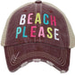 Beach hats and tanks Embroidered distressed trucker caps. - Stacy's Pink Martini Boutique