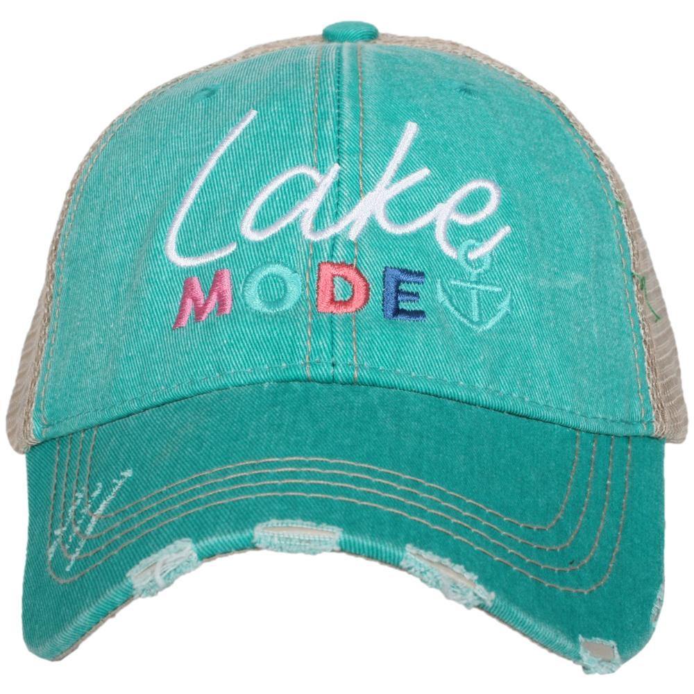 Lake mode hats Embroidered distressed trucker caps. Black, teal or pink. Unisex. Anchor. - Stacy's Pink Martini Boutique