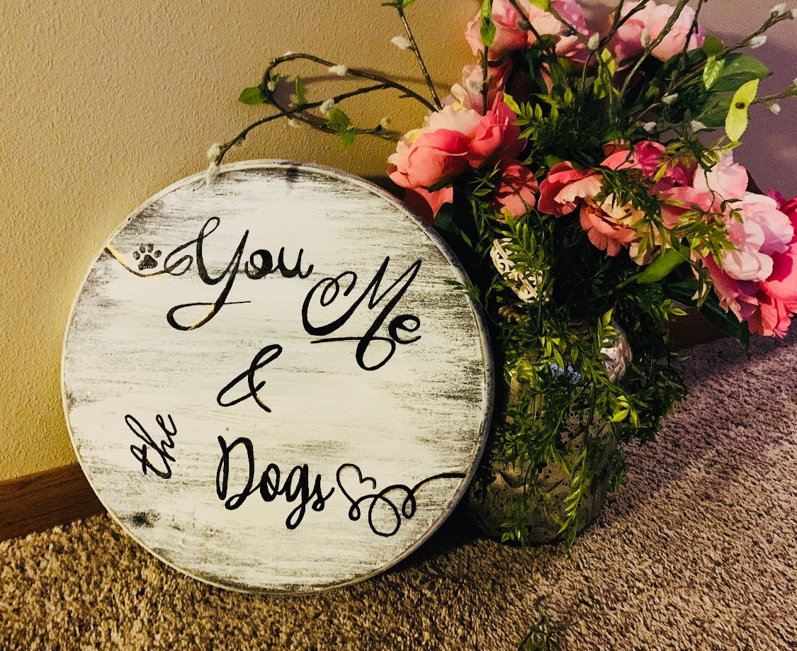 Wood signs or tray with handles { Round } Hand painted. 24 inches round. High quality pine. Custom colors. Great housewarming or wedding gift. - Stacy's Pink Martini Boutique