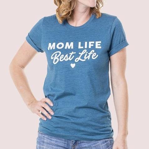 Mom T-shirts • Mom life is the best life • Blue - Pink - Gray - Stacy's Pink Martini Boutique