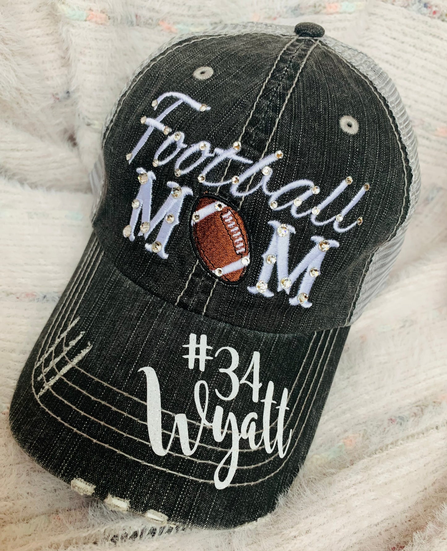 Personalized Mom hats Baseball mom Embroidered womens distressed trucker cap Sports - Stacy's Pink Martini Boutique