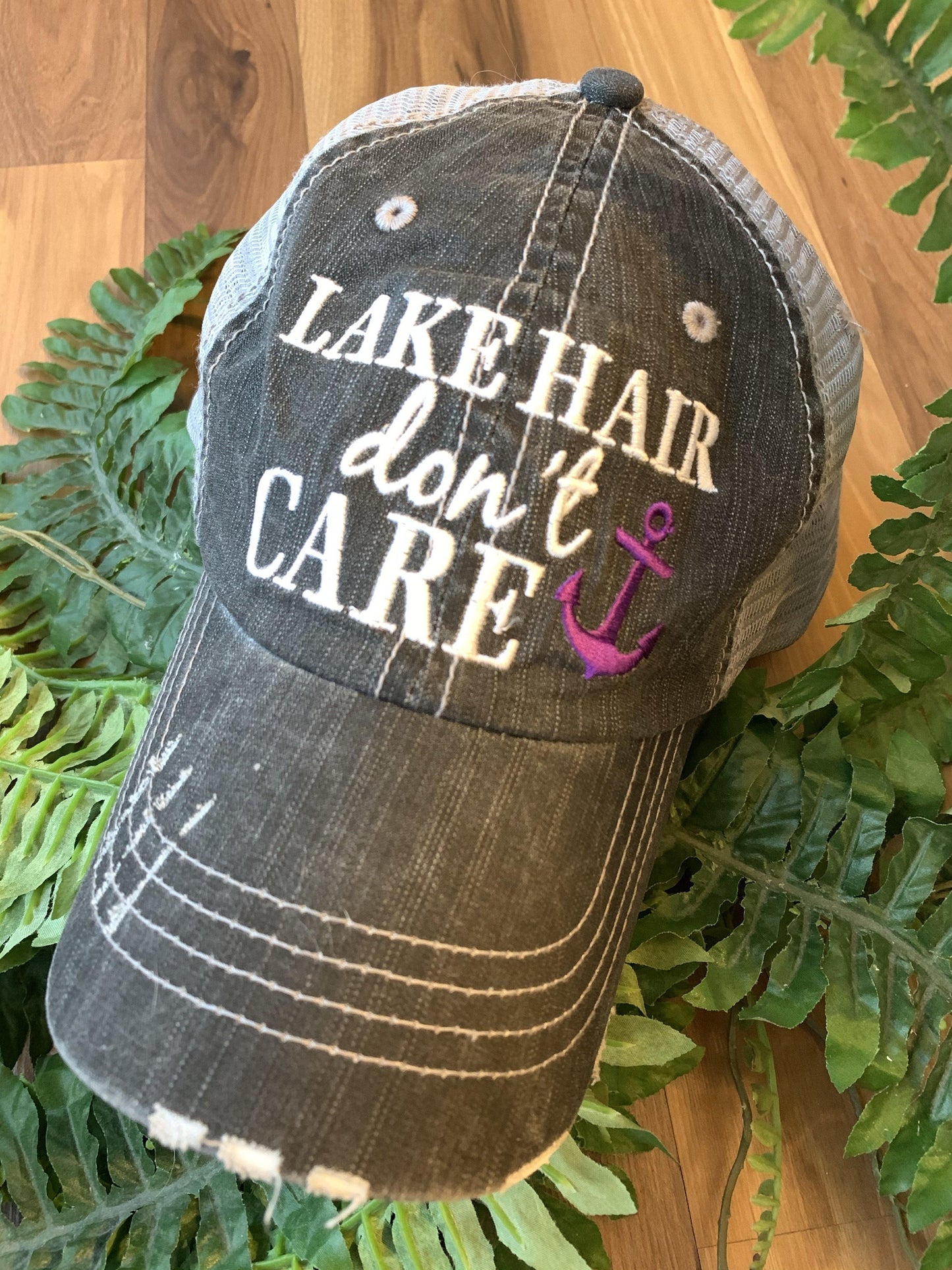 Boating Hats { Boat hair don’t care } Teal or pink anchor. Embroidered •  Trucker cap • - Stacy's Pink Martini Boutique