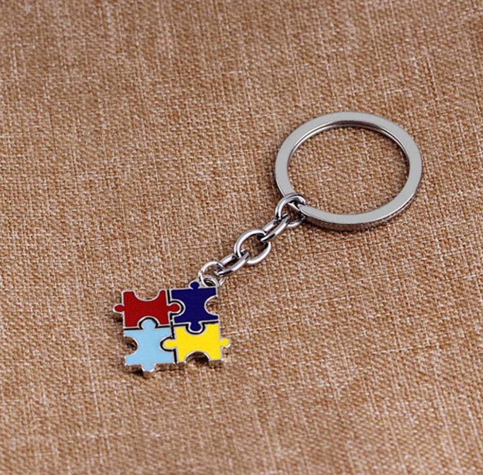 Keychain { Autism } Puzzle pieces • Silver • $5 jewelry - Stacy's Pink Martini Boutique