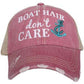 Boating hats Boat hair don’t care hats 4 colors Embroidered distressed trucker caps Anchor - Stacy's Pink Martini Boutique
